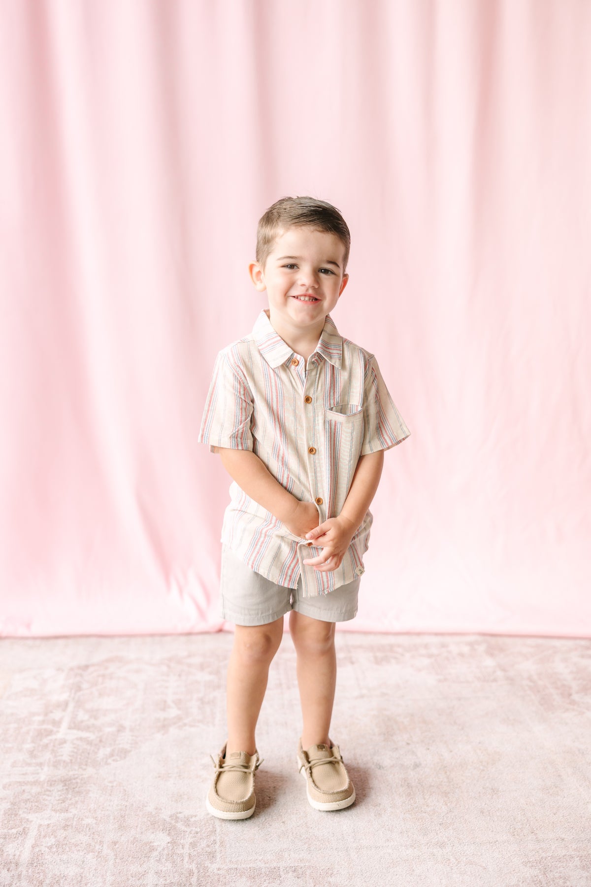 Aqua/Blue/Red Stripe Button Down