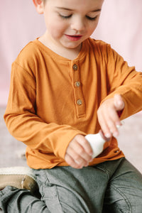 Burnt Orange Ribbed Henley