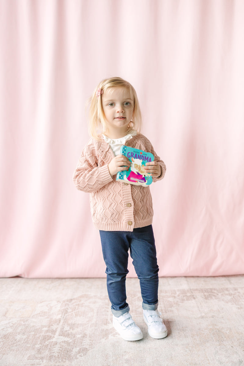 Pink Detail Knit Sweater Cardigan