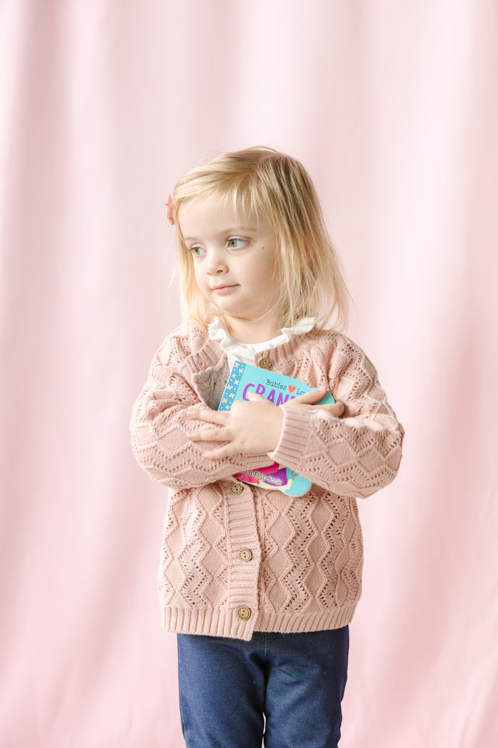 Pink Detail Knit Sweater Cardigan