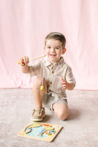 Aqua/Blue/Red Stripe Button Down