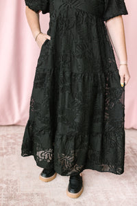 Tiered Puff Sleeve Midi Dress