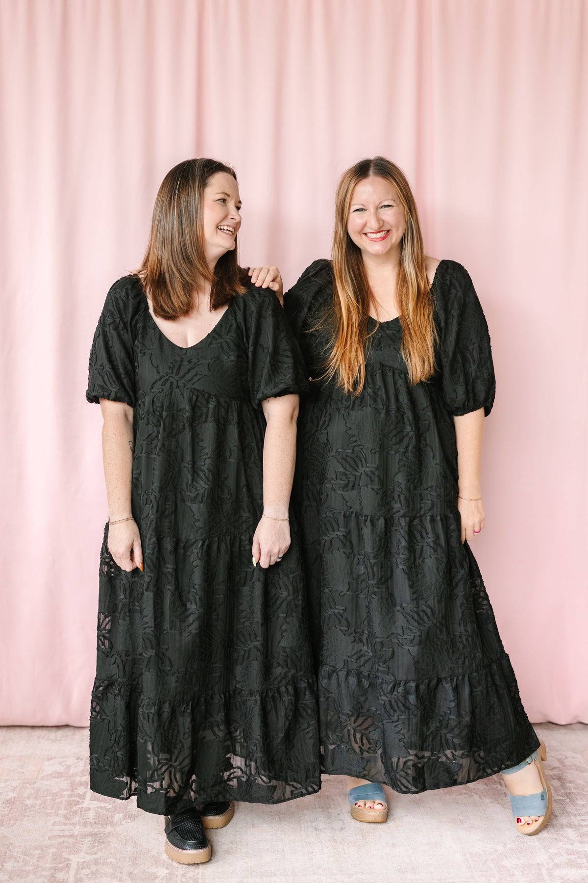 Tiered Puff Sleeve Midi Dress