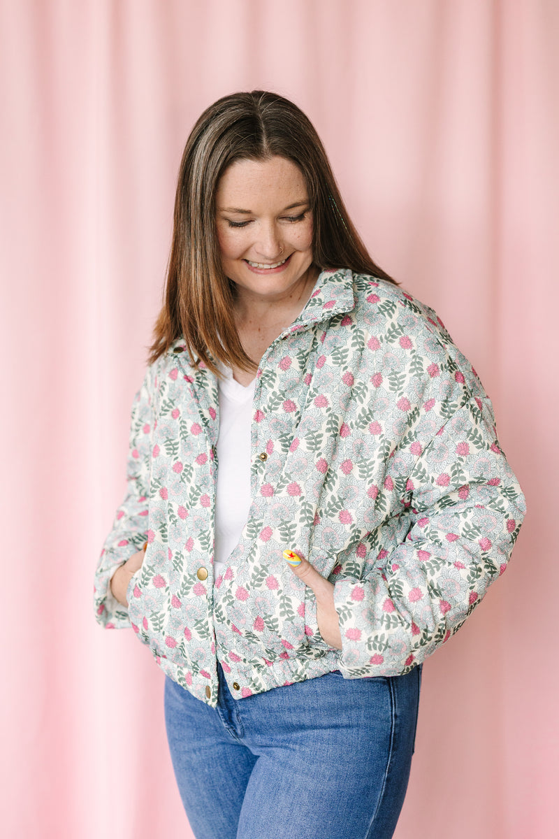 Multi Floral Puffer Jacket