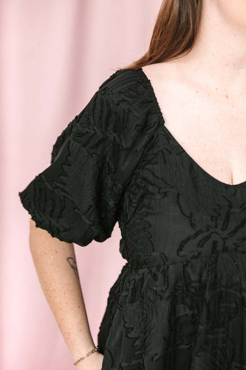 Tiered Puff Sleeve Midi Dress