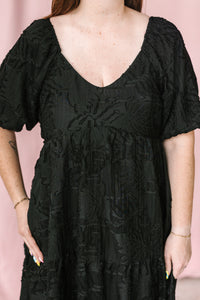 Tiered Puff Sleeve Midi Dress