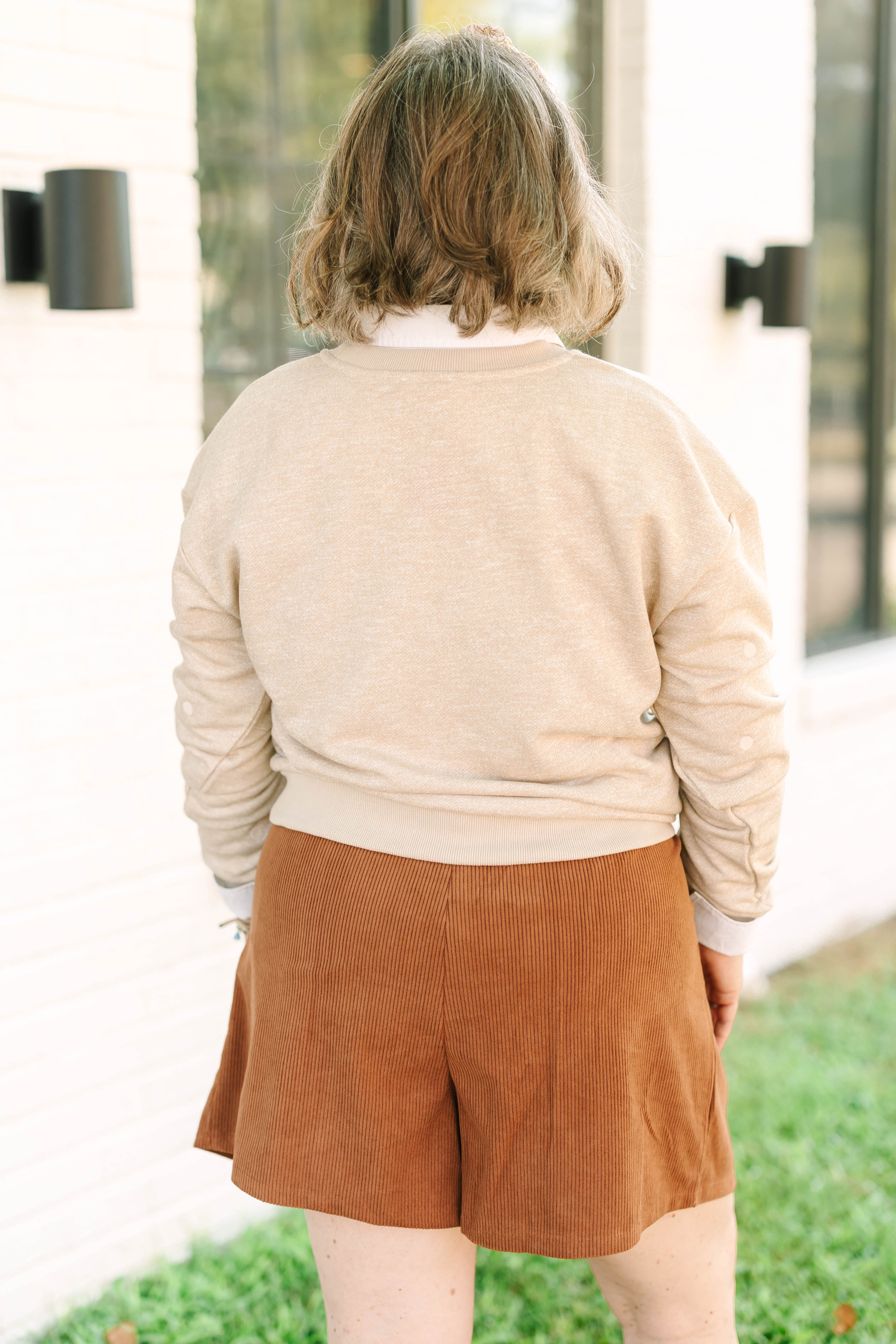 Orange 2024 corduroy shorts