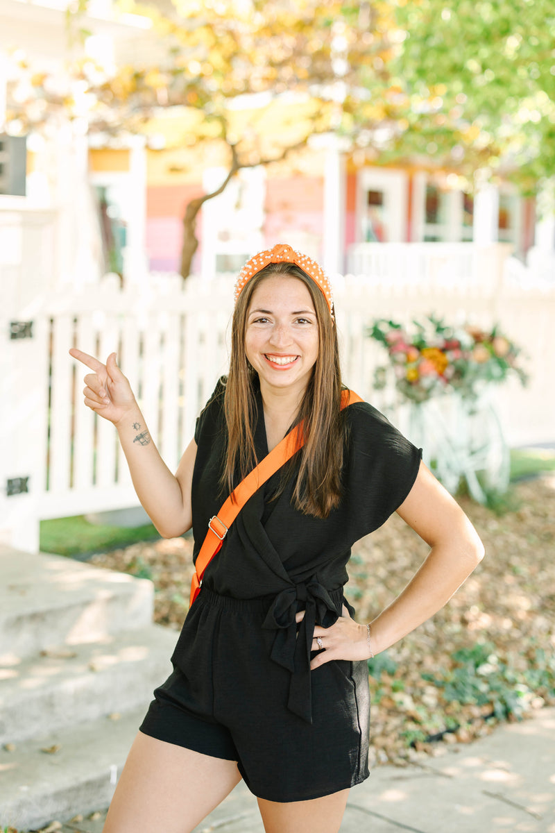 Black Surplice Romper