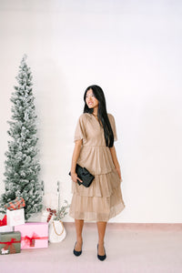 Pleated Champagne Dress