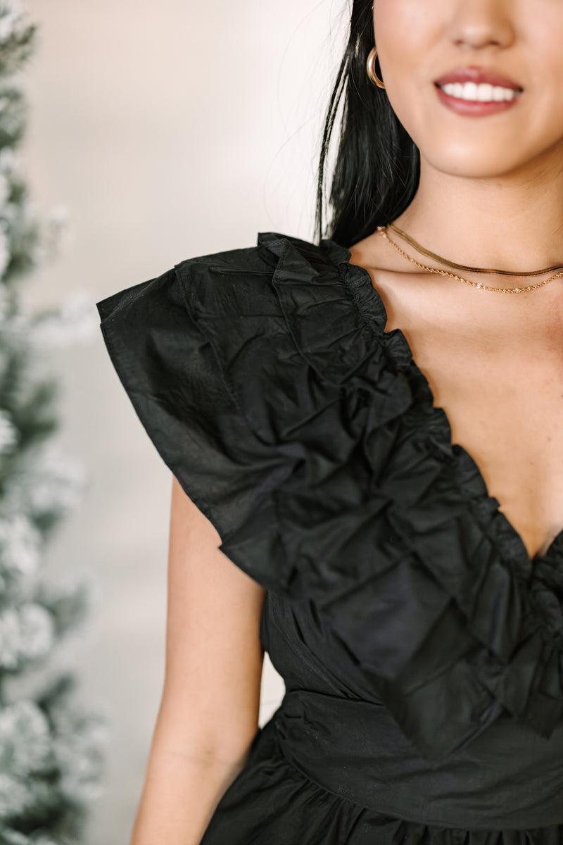 Black Tiered Ruffle Dress