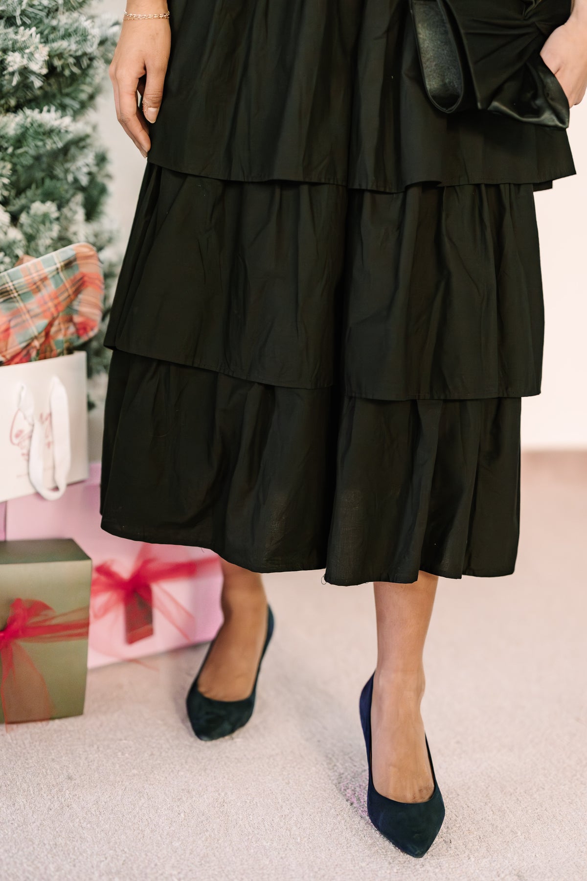 Black Tiered Ruffle Dress