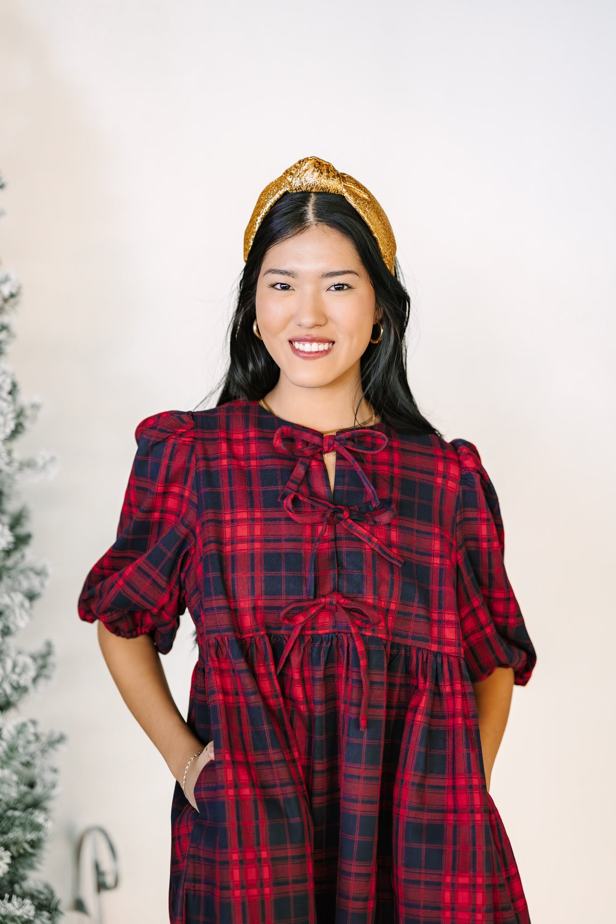 Plaid Tie Front Mini Dress