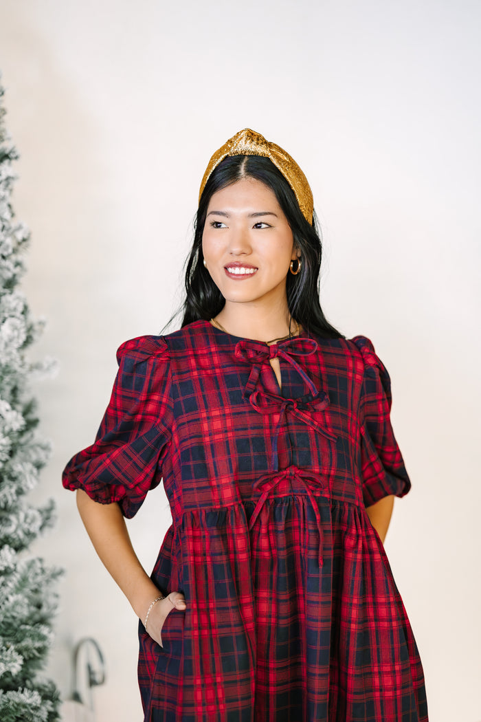 Plaid Tie Front Mini Dress