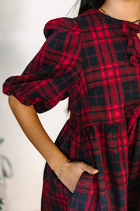 Plaid Tie Front Mini Dress