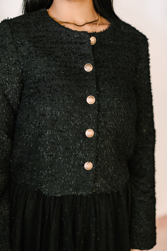 Black Tweed Basic Jacket