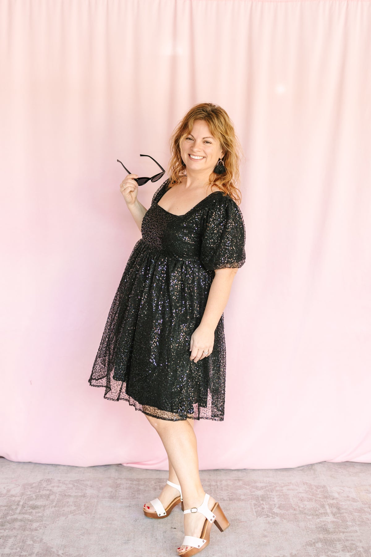 Black Sequined Mini Dress