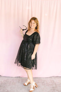 Black Sequined Mini Dress