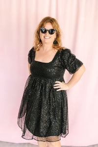 Black Sequined Mini Dress
