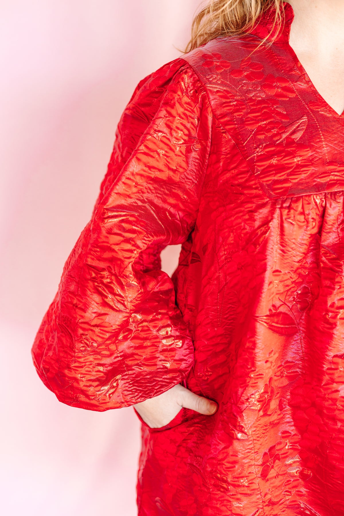 Red Floral Jacquard Dress