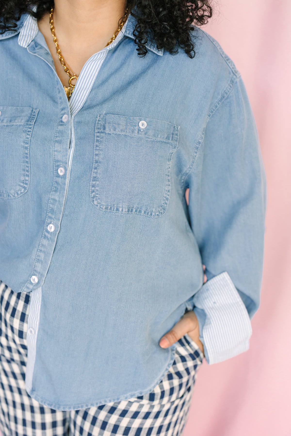 Washed Denim Button Down