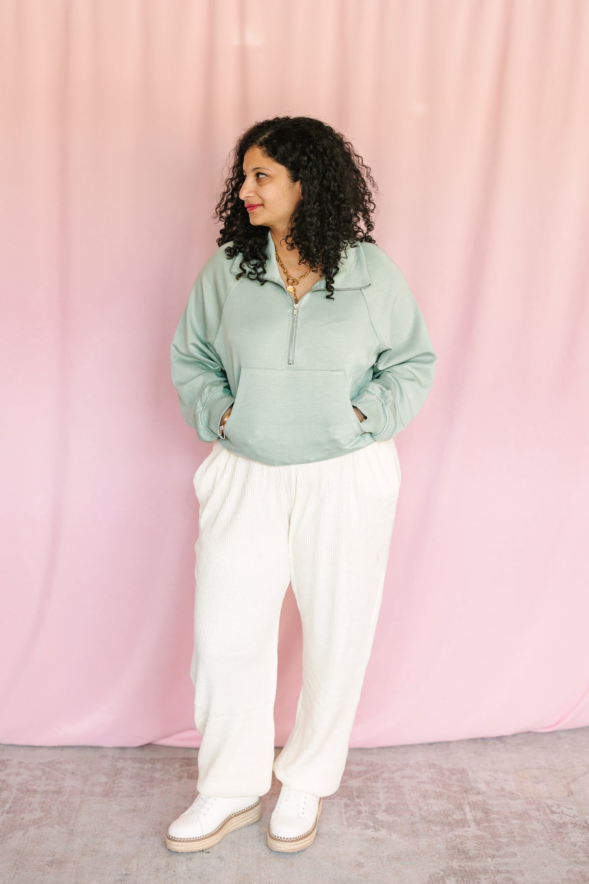 Cream Textured Sweatpants