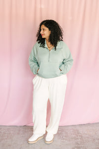 Cream Textured Sweatpants