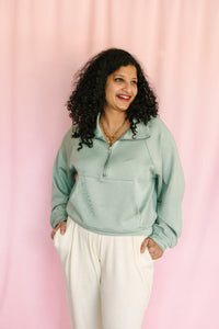 Sage Half-Zip Collar Pullover