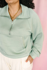 Sage Half-Zip Collar Pullover