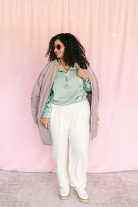 Cream Textured Sweatpants