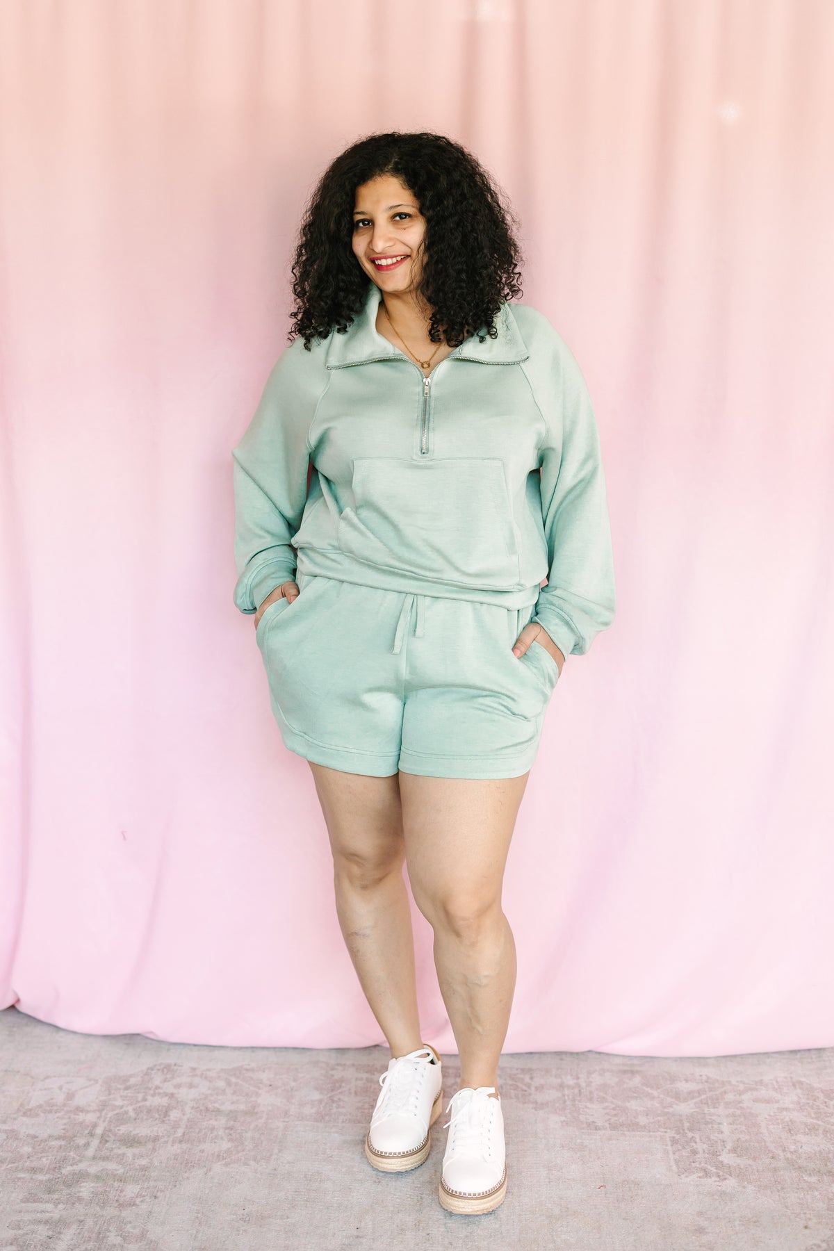 Sage Half-Zip Collar Pullover