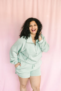 Sage Half-Zip Collar Pullover