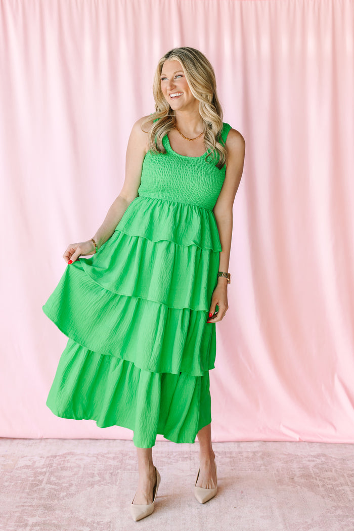 Green Tiered Maxi Dress
