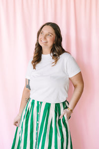 Green Striped Maxi Skirt