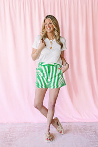 Green Striped Shorts