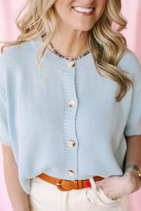Blue Short Sleeve Cardigan