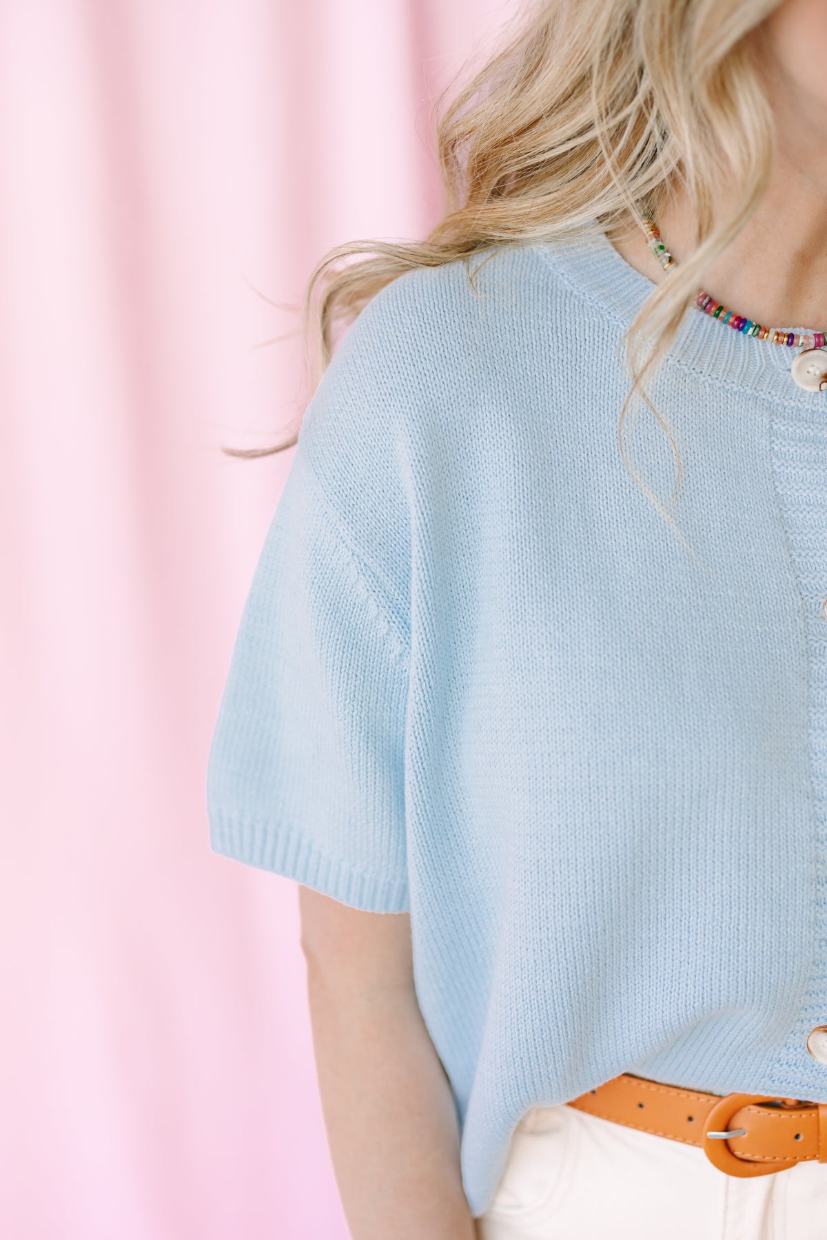 Blue Short Sleeve Cardigan