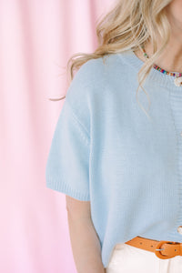 Blue Short Sleeve Cardigan