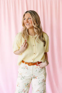 Yellow Short Sleeve Cardigan