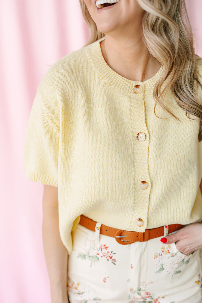 Yellow Short Sleeve Cardigan