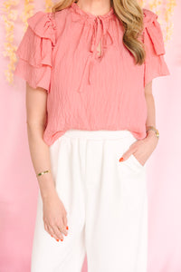 Pink Ruffle Sleeve Top
