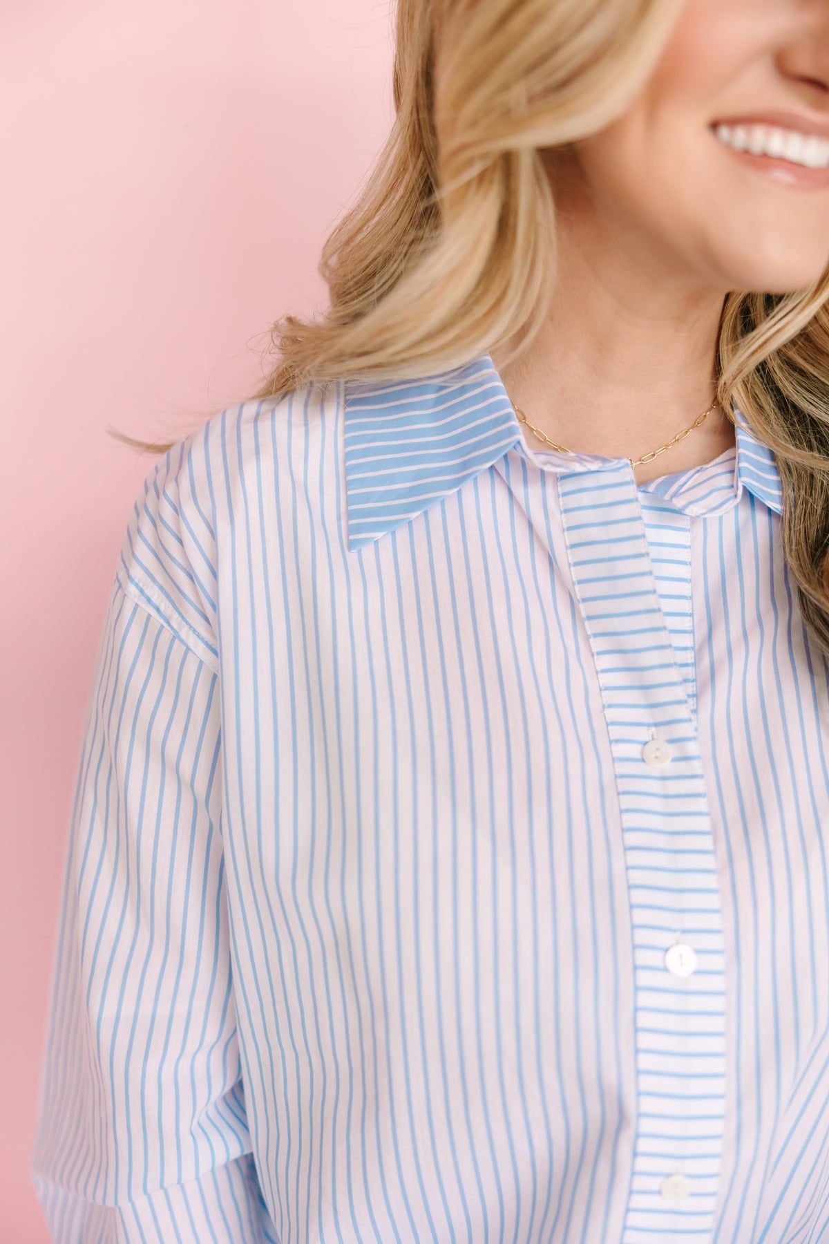Blue Striped Button Down Shirt