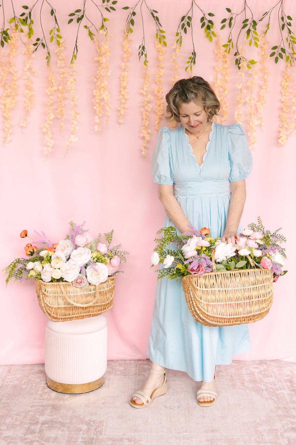 Blue Scalloped Midi Dress