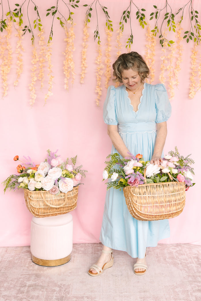 Blue Scalloped Midi Dress