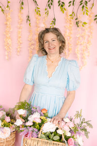 Blue Scalloped Midi Dress