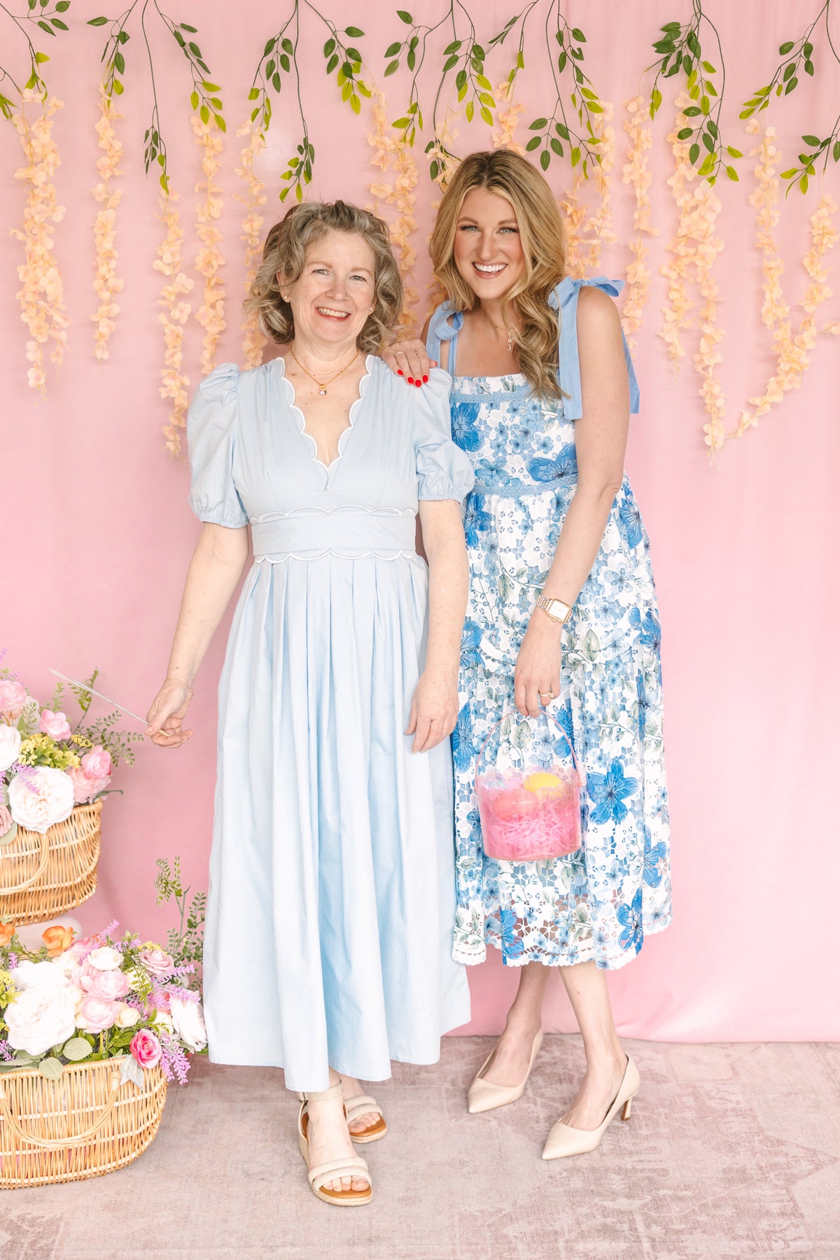 Blue Scalloped Midi Dress