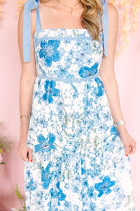 Blue Crochet Lace Floral Dress