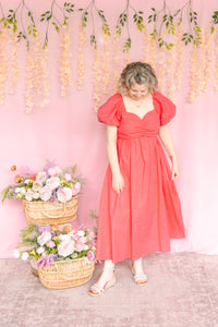 Coral Midi Dress