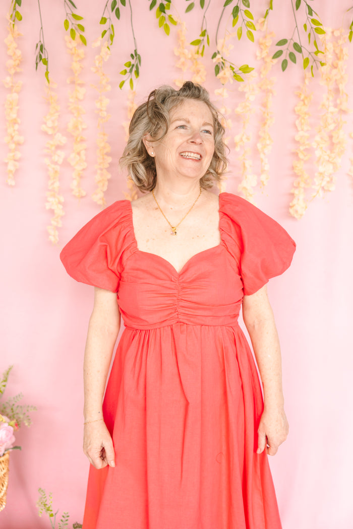 Coral Midi Dress