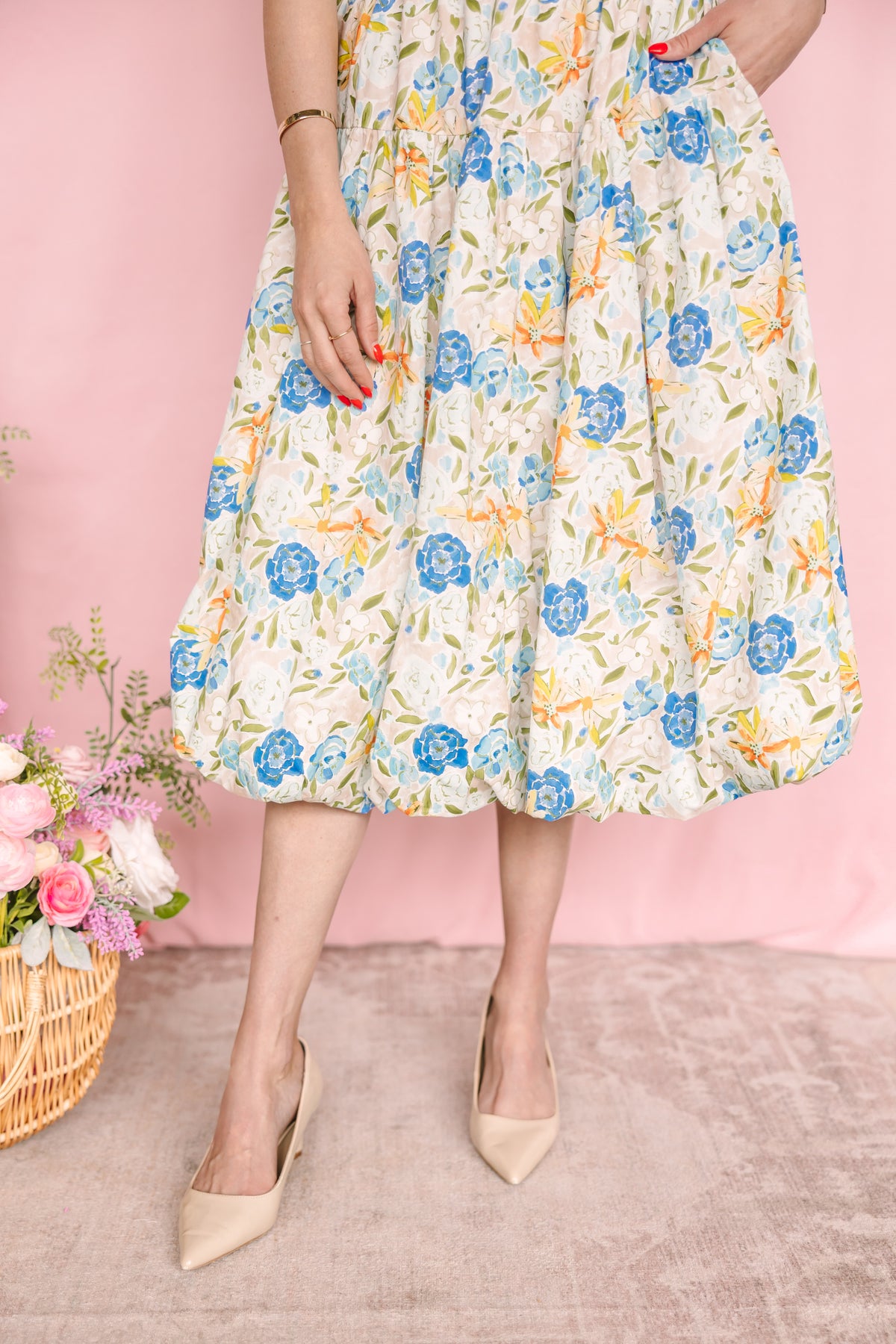 Floral Bubble Midi Dress