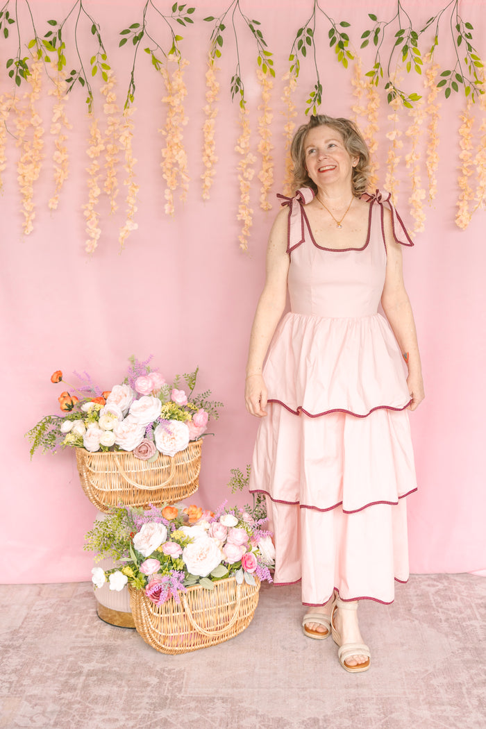 Pink Tiered Midi Dress